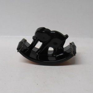 Houze Depression Glass Ebony Black Rocking Elephant Ink Blotter w Original Clips